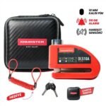 KNMASTER DL510A 10 mm Alarmlı Disk Kilidi | Hatırlatma Kablosu ve Taşıma Çantası Hediye | Kırmızı