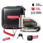 KNMASTER DL510A 10 mm Alarmlı Disk Kilidi | Hatırlatma Kablosu ve Taşıma Çantası Hediye | Silver