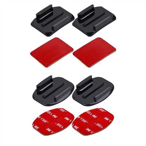 1044k0009-1 Tüm Aksiyon Kameralara Uyumlu 2 Adet Düz 2 Adet Oval Zemin Aparatı + 3M Yapışkan Bant - Görsel 1