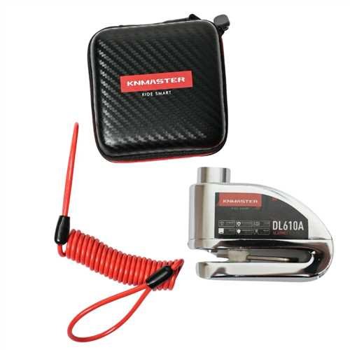 11085-5 KNMASTER DL610A Alarmlı Disk Kilidi | 10 mm Çelik Pim | Hatırlatma Kablosu ve Taşıma Çantası | Silver - Görsel 1