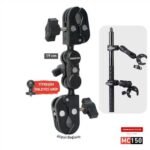 Knmaster MC150 – 360° Ayarlanabilir Motosiklet Çift Yengeç Kelepçeli (Double Clamp) Aksiyon Kamera Destek Aparatı (19 cm)