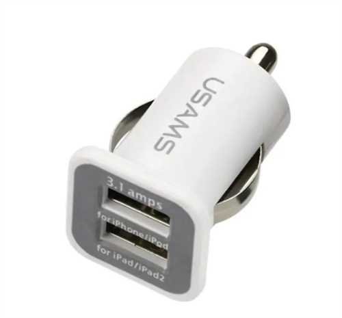 367k3742 Usams Çift Usb Çakmaklık Şarj Adaptörü Beyaz - Görsel 1