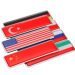 100 Adet Ülke Bayrakları Damlalı Alüminyum Sticker Uzun