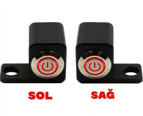 576urun_4756 Knmaster Ayna Bağlantılı Motosiklet Bas Çek Butonu Kırmızı Ledli - Görsel 1