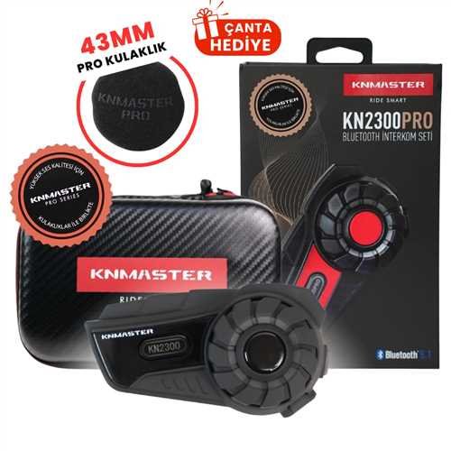 9451-9-6 Knmaster KN2300PRO Motosiklet Kask İnterkom Bluetooth Intercom Kulaklık Seti SİYAH - Görsel 1
